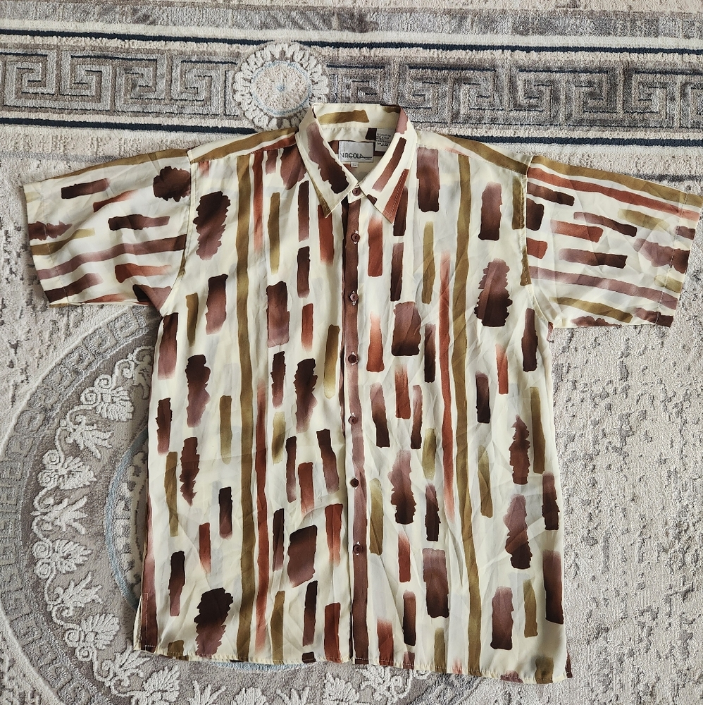 vtg 2000s button up shirt Sopranos style